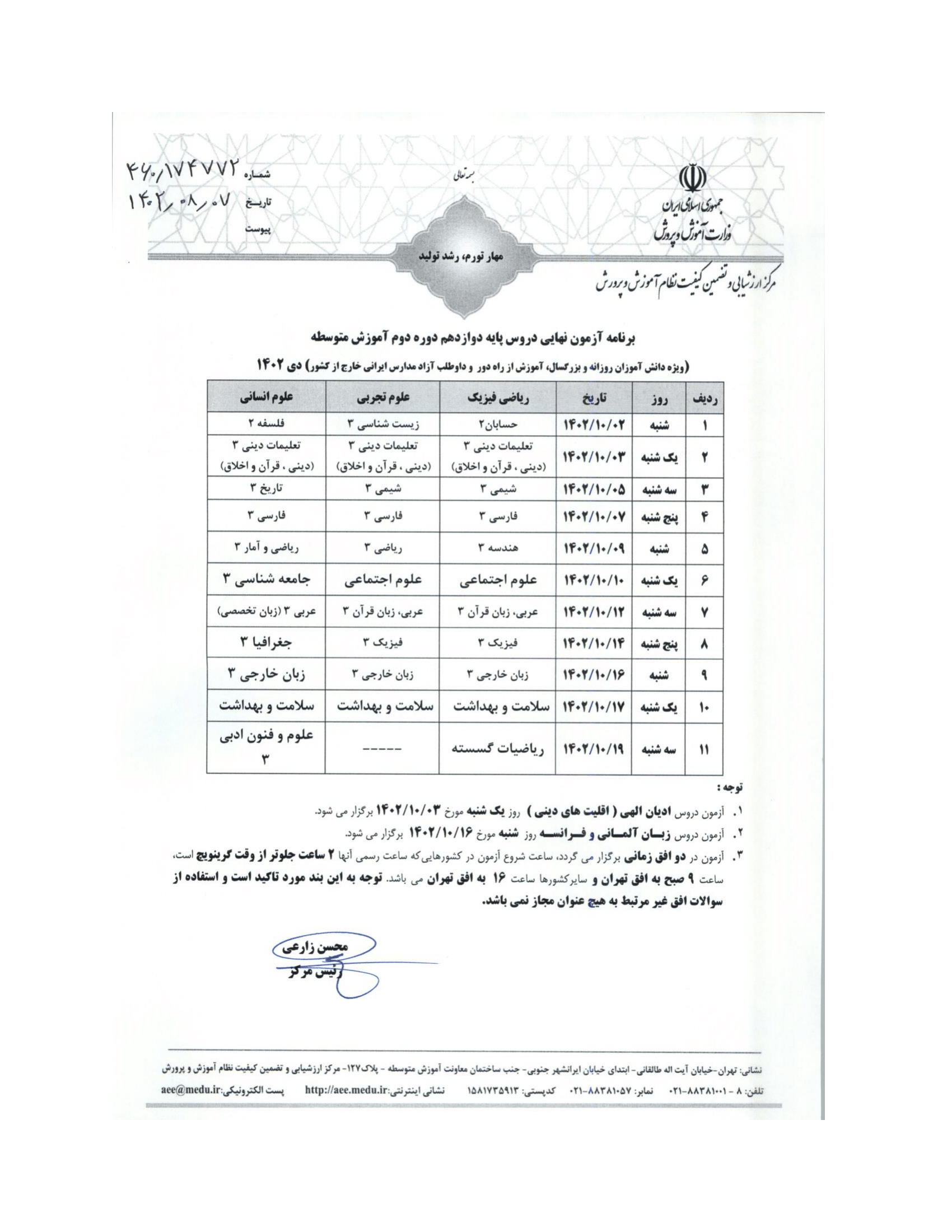 برنامه آزمون